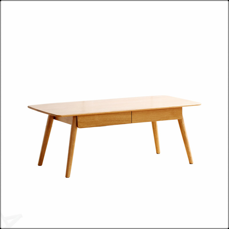 Table basse en bois massif avec tablette de rangement, facile à assembler, idéale pour la maison et le bureau, conception naturelle et durable