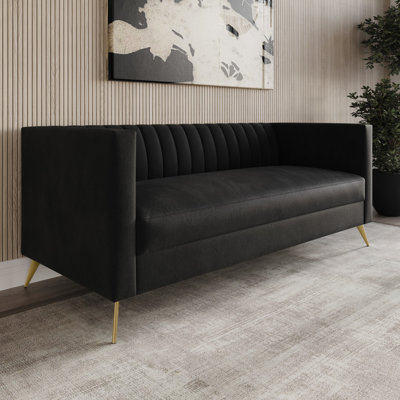 Cramlington Velvet Square Arm Sofa