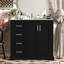 Meuble-lavabo de 36 po en noir, lavabo en céramique, charnières à fermeture en douceur, 3 tiroirs, tablette réglable et unités de rangement sous l'évier avec finition noire avec fonction, tablette et tiroirs-298167197