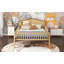 Grand lit plateforme en bois avec tête de lit en forme de maison, DEL et rangement intégré,-2064107622-2064107623