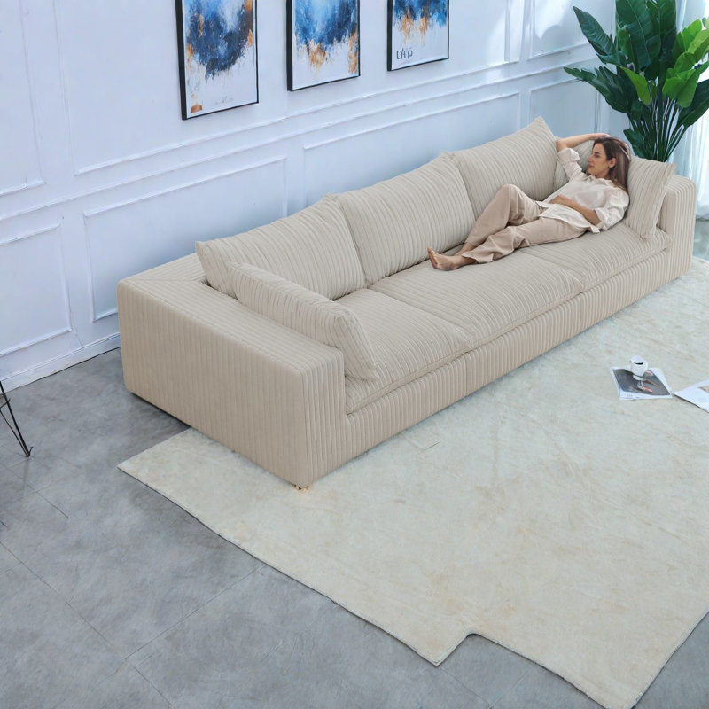 Canapés Compression Cloud, 118 pouces en velours côtelé moderne 3 places pour la maison