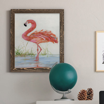 Flamant II - peinture sur toile encadrée