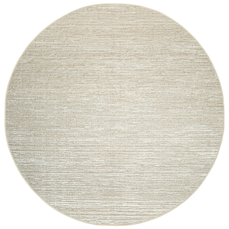 Davide 1228 Transitional Striated Beige Area Rug, Round 5'3"