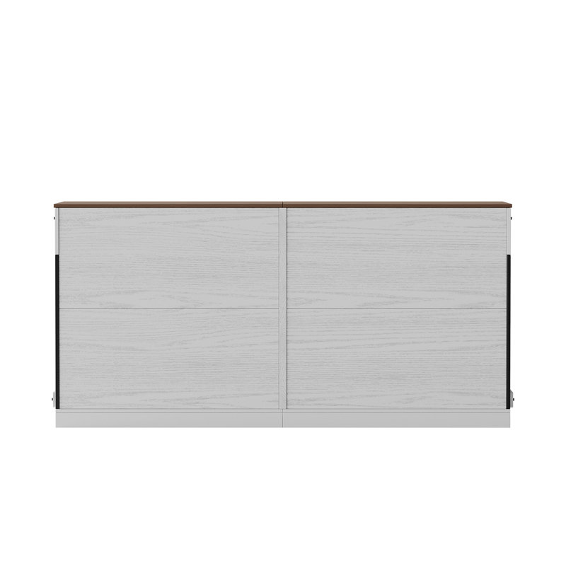 Meuble en bois pour cage de chien avec séparateur renforcé, 2 tiroirs et 2 bols pour chien., Blanc