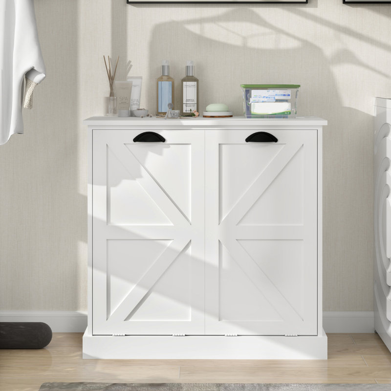 Armoire de trieur de linge à deux compartiments inclinable - blanc