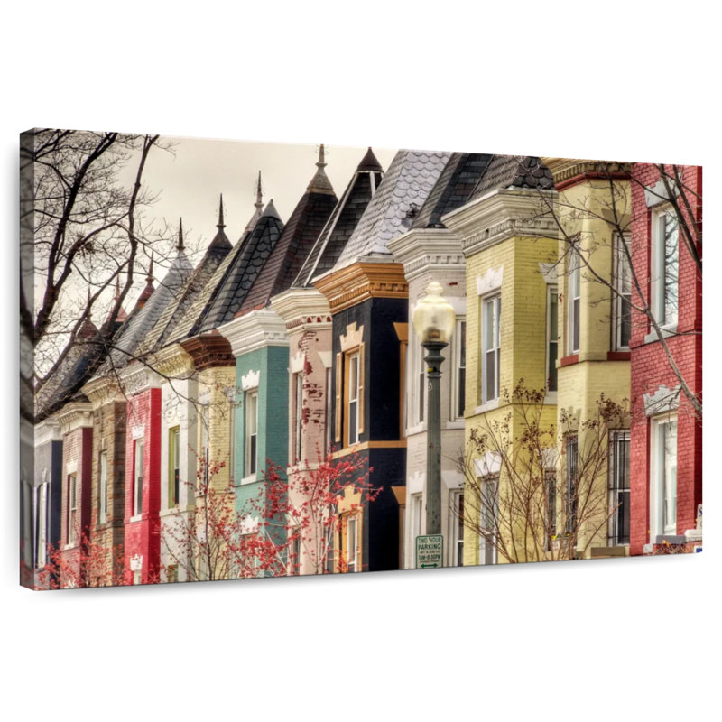 Lilie maisons colorées à Bloomingdale, H 34 po x l 51 po