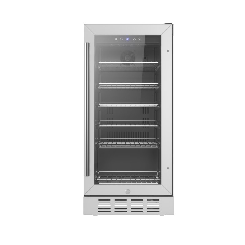 15 in. 80 (12 oz.) Can Built-In Beverage Cooler Fridge w/ Precision Temp Controls, Adjustable Shelves in Black