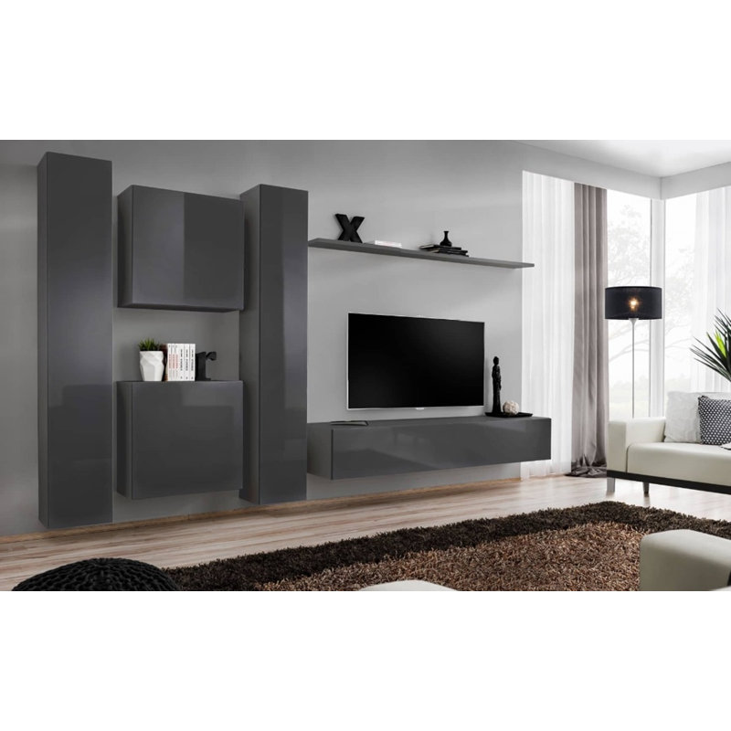 Erneshia Unfinished Floating Entertainment Centre for TVs up to 70", Graphite Gloss