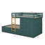Lit superposé avec tiroirs de rangement et garde-robe, structure de lit superposé en bois avec échelle et garde-corps-335537069