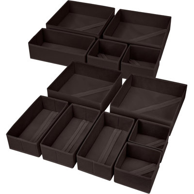 Foldable Drawer Organizers - 12 Piece Set For Clothes, Underwear, Socks, Nursery Items