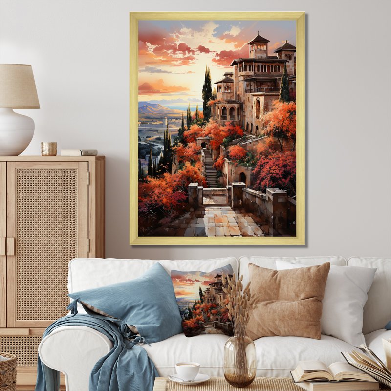 " Spain Alhambra Palace ", 32" H x 16" W x 1" D, Gold Floater Framed