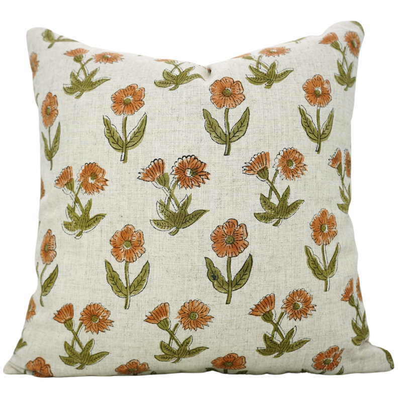 Coussin décoratif en tissu épais avec coussin décoratif Fab Fabine (Kirti), Carré, H 24 po x l 24 po, Orange