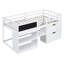 Lit mezzanine simple bas blanc avec bureau, tablette, tiroirs - Qualité de fabrication solide et bureau en bois pour un espace de chambre fonctionnel-980336412