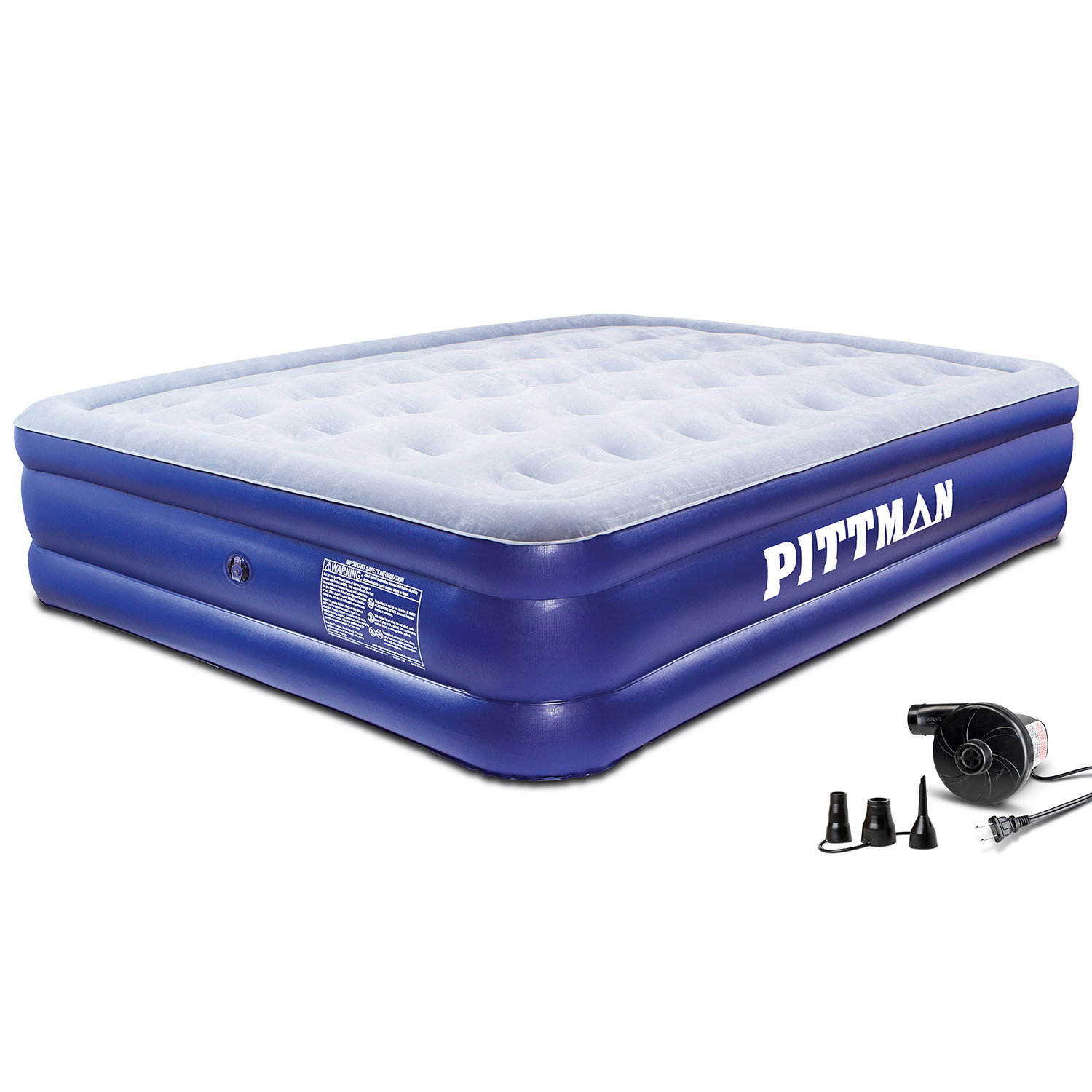 Pittman Outdoors PPIQDHPAC Queen Size Double High Air Mattress with