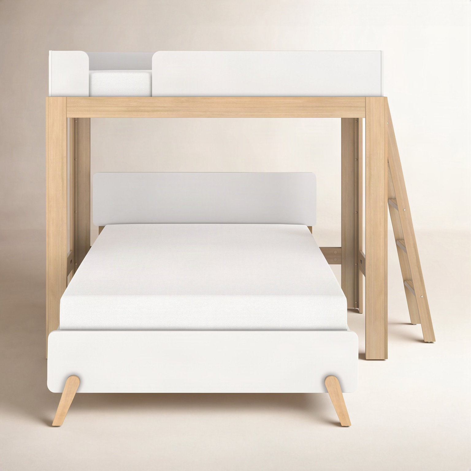 Bellmont L-Shaped Bunk Bed, Twin over Full, White/Blonde