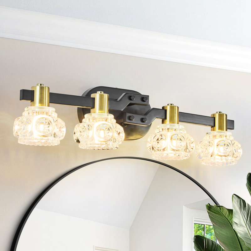 Ariel 23.6" Wall Sconce with 4 Lights & Crystal Shades (Bulb Not Included)