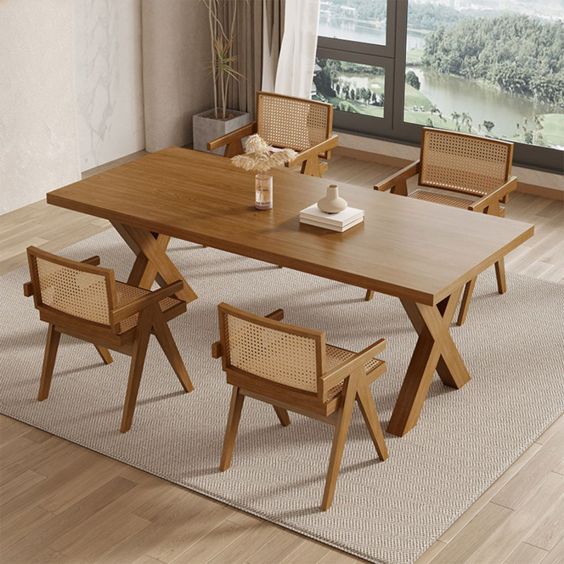 Table de salle à manger rectangulaire en bois massif brun, H 29,53 po x L 70,87 po x l 31,5 po