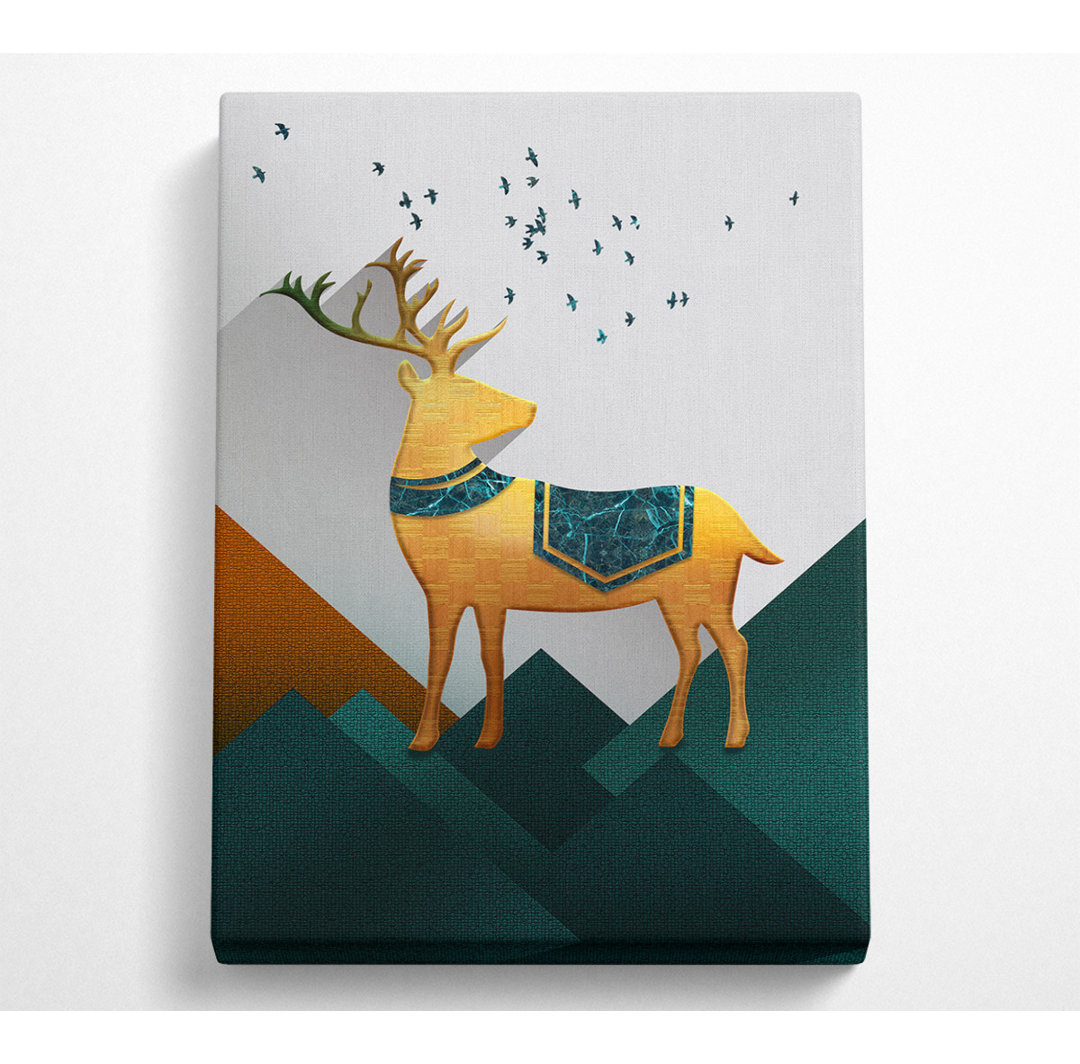 Green Mountain Gold Stag - Kunstdrucke auf Leinwand ohne Rahmen