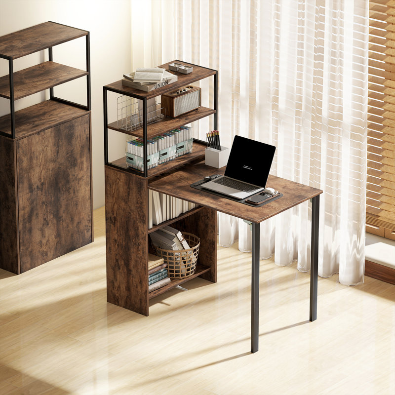 Foldable Steel Computer Desk, Brown