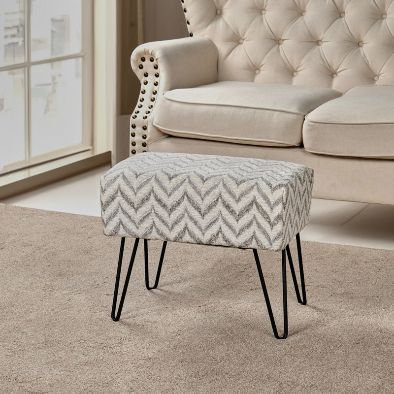 48.3cm Wide Rectangle Chevron Standard Ottoman, Silver