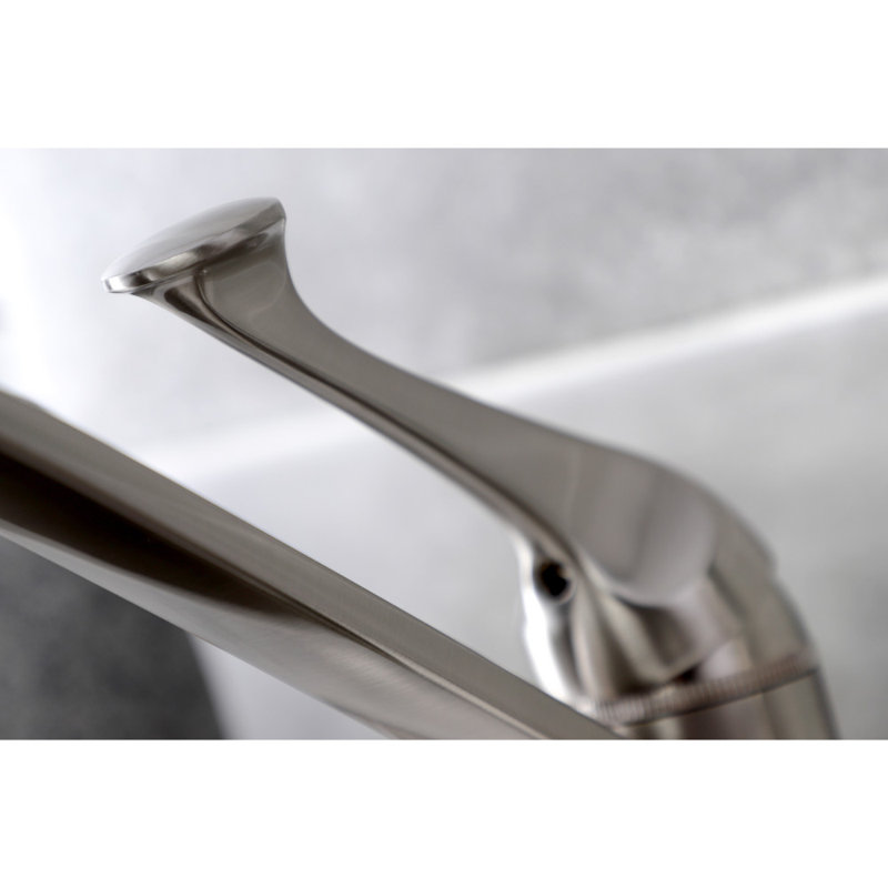 Kingston Brass One-Handle 4-Hole 8" Centerset Kitchen Faucet with Side Sprayer, Brushed Nickel