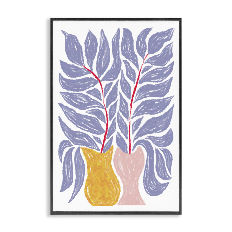 Feuilles mauves dans des vases, art giclée par Martina Pavlova, Giclée encadrée noir minuit, H 18 po x l 12 po