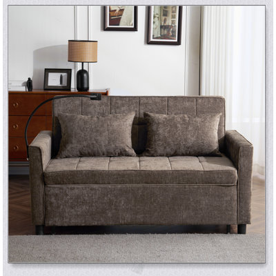 56.9 Inch Convertible Loveseat Sofa Bed With Reversible Backrest, USB Ports, And Storage Pockets For Modern Living