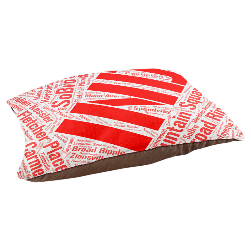 Coussin de chien « districts », Rouge, Grand (l 40 po x P 30 po x H 14 po), Indianapolis