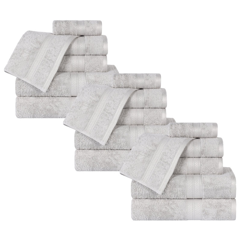 Ensemble de serviettes 18 pièces en rayonne de coton Marito, Chrome