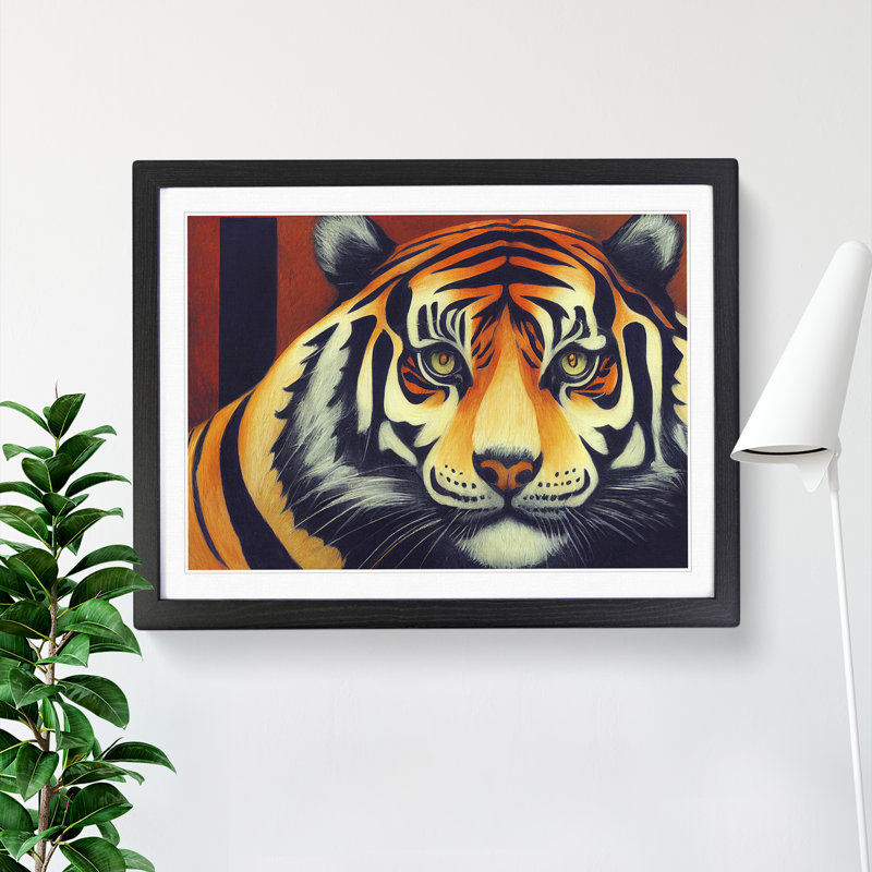 Exquisite Tiger - Single Picture Frame Print, Black, 46cm H x 64cm W x 2cm D