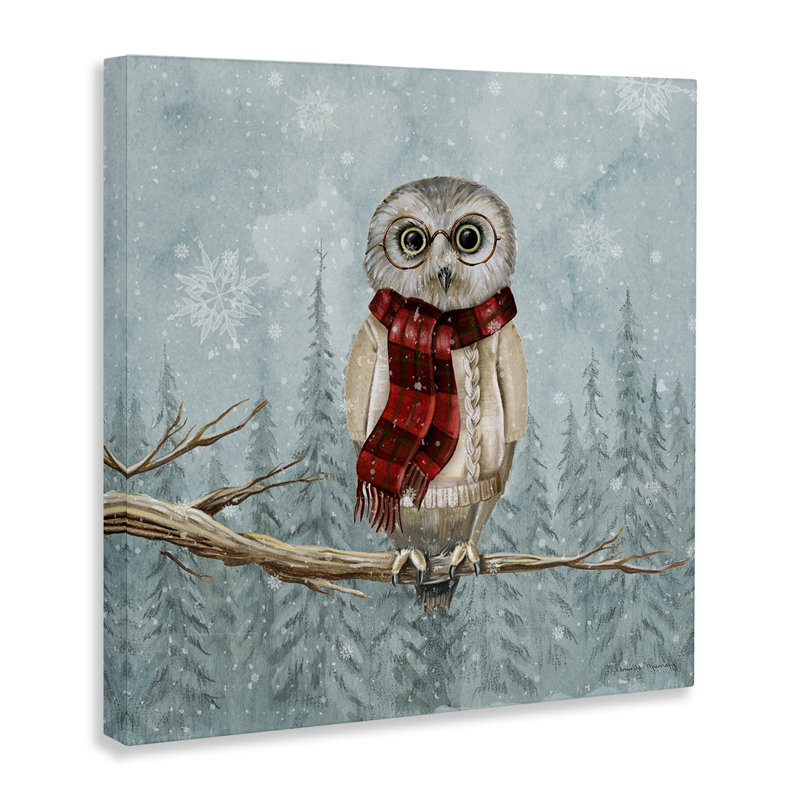 Winter Woodland Owl Canvas Wall Art, design by Danielle Murray, 17" H x 17" W