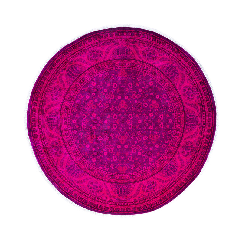 Overdyed Hand-Knotted Wool Modern-Contemporary Pink Area Rug 6' 1" x 6' 1"
