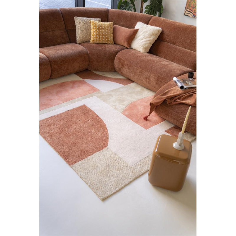 Rug Geometric Area Rug in Terracotta