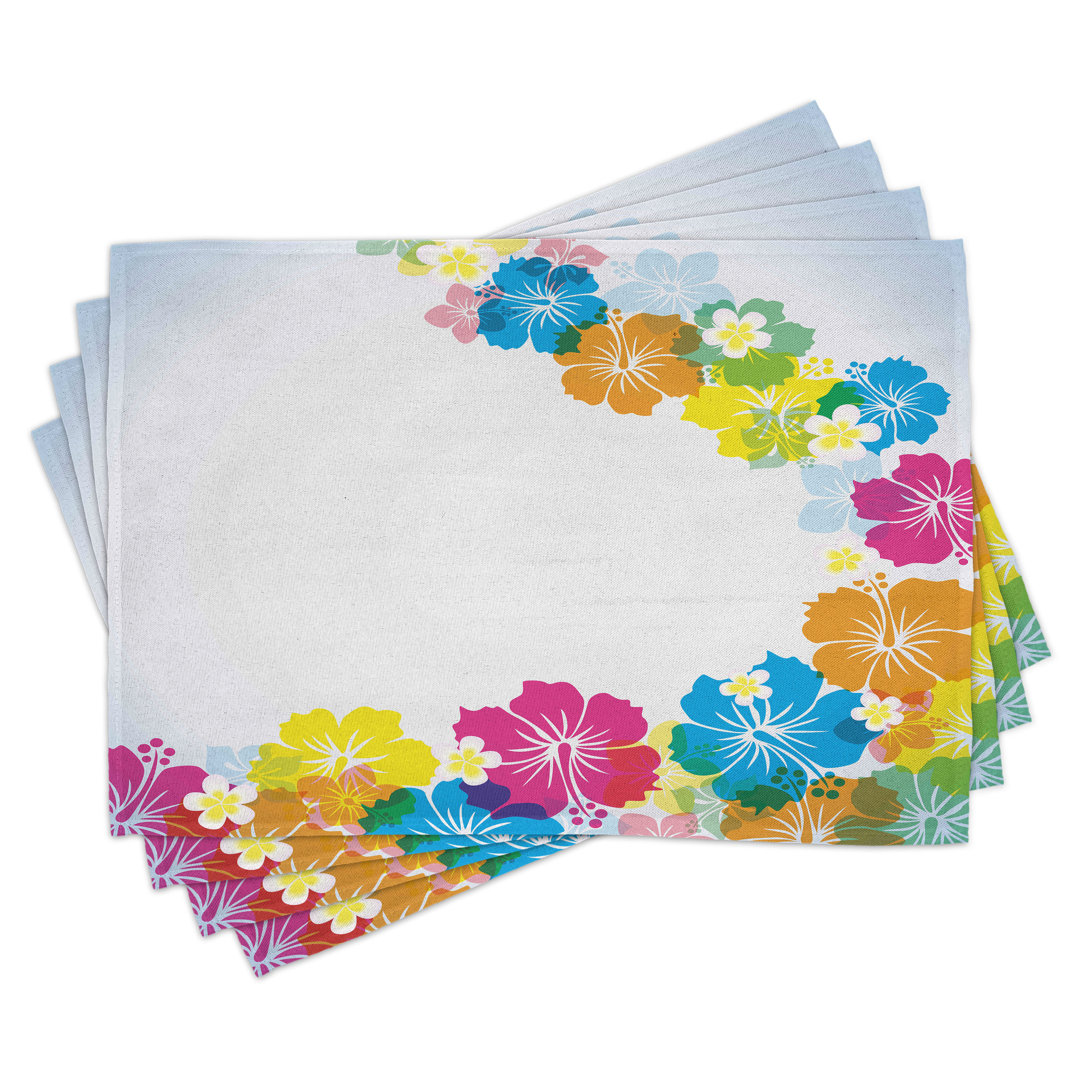 Platzdeckchen 4er-Set, Polynesischer Frühling Aloha, Multicolor