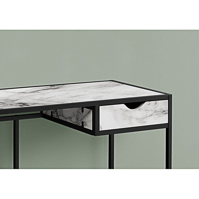 Home Office Computer Desk With Drawer, White/Black