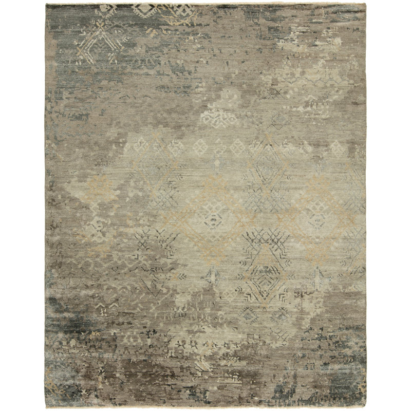 Avaya Hand Knotted Abstract Area Rug, Rectangle 8' x 10'