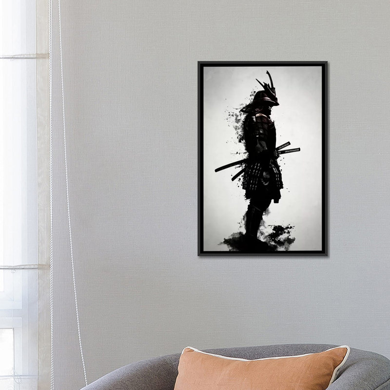 «Armoured Samurai», impression sur toile, H 26 po x l 18 po x P 1,5 po, Toile encadrée noire, Pas de tapis