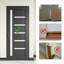 Porte intérieure prémontée à 5 panneaux en MDF à âme pleine, revêtement PVC noir 30 po x 80 po, avec cadre à montage rapide-135235610-135235612