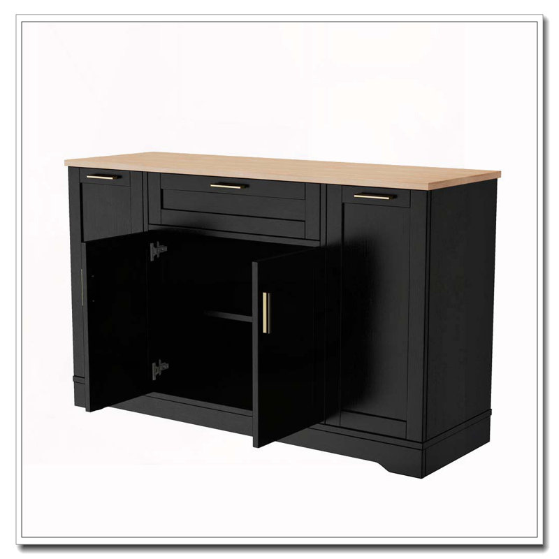 Buffet de rangement multifonctionnel, table de salle à manger extensible, tablettes réglables, support coulissant à 3 niveaux, îlot de cuisine