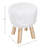 Johnjames 11" Wide Ottoman - Round Footrest, Vanity Chair, or Accent Stool with Faux Fur Fabric and Wood Legs for Bedroom, Dorm, or Apartment