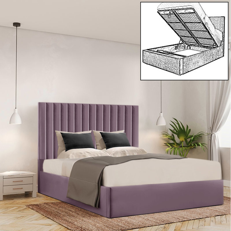 Ayreanna Upholstered Ottoman Storage Bed, Lilac, Single (3')