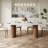 71" Modern Luxury Faux Marble 4-6 People Oval Dining Table, Double Roman Column Brown Legs Modern Minimalist Kitchen Table for Living Room Dining Room-1411522041-1429598656-1426105775