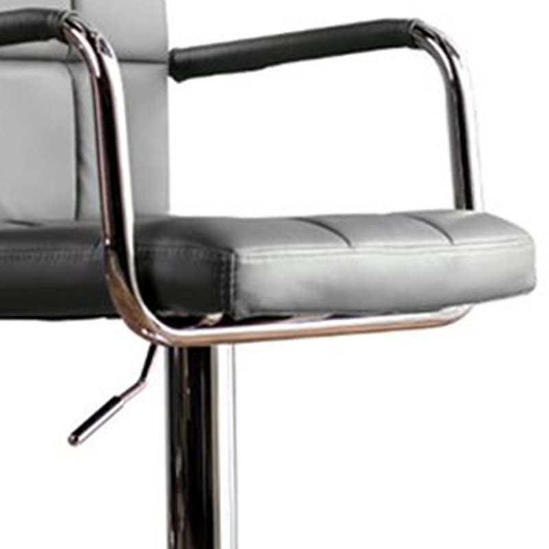 Cudney Upholstered Swivel Bar Stool With Armrest, Grey