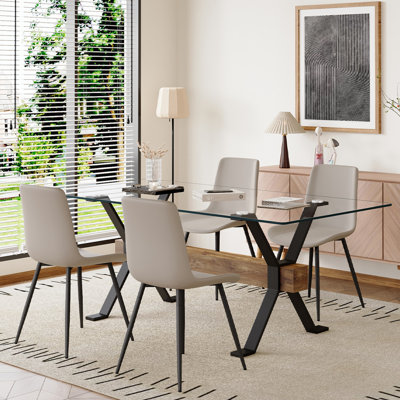 5-Piece Glass Top Dining Table Sets