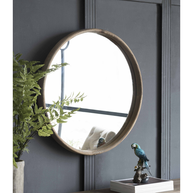 Miroir rond en bois, miroir mural pour la salle de bain