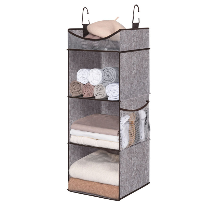 Organisateur de garde-robe en tissu à 3 tablettes, étagère de rangement pliable pour vêtements, sacs, chaussures