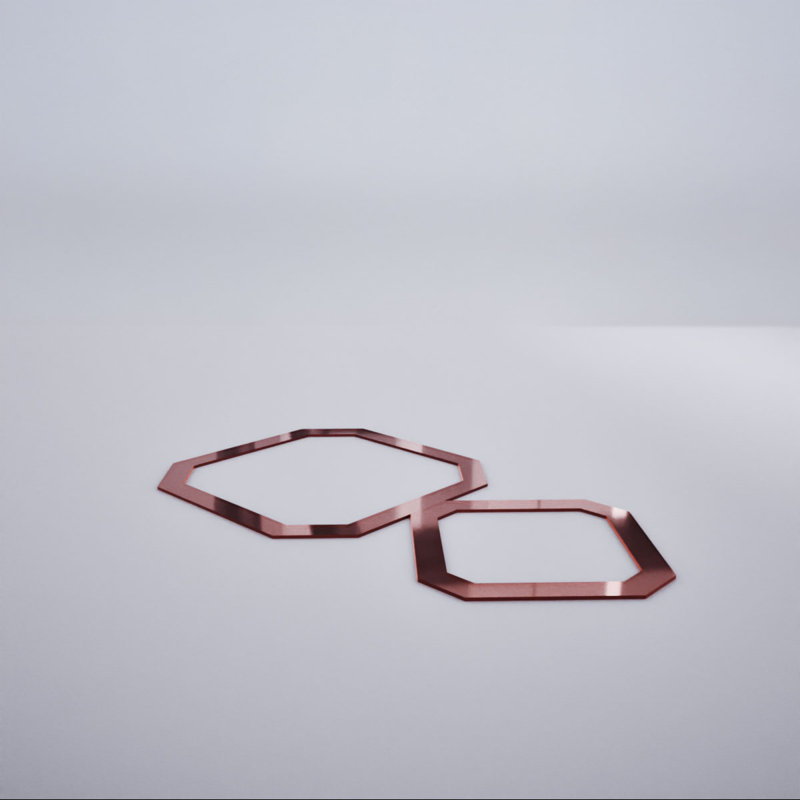 Petits panneaux muraux décoratifs en acrylique Lockhart, petit, l 19 3/8 po x H 11 3/8 po x T 1/8 po, miroir or rose, Or rose
