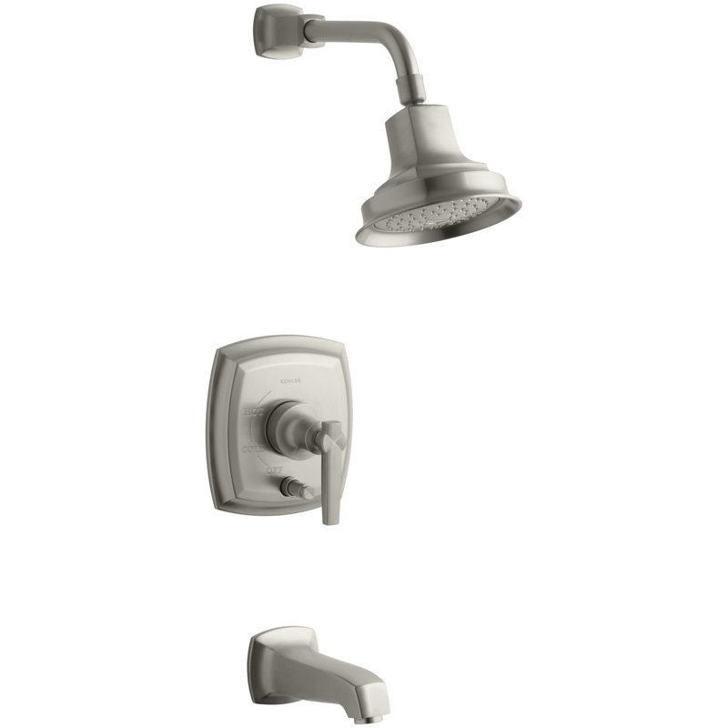 Margaux Rite-Temp Pressure-Balancing Bath and Shower Faucet Trim with Push-Button Diverter, Valve Not Included, Cross Handle