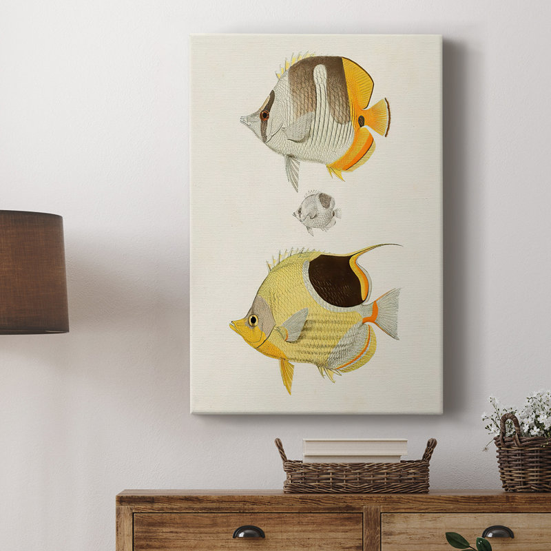 Poisson jaune et gris II - galerie Cavas sur mesure, H 18 po x l 12 po