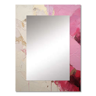 Gold And Pink Minimal Abstract River III - Fuschia Mirror, Traditional Unique Wall Mirror, Printed Metal Art